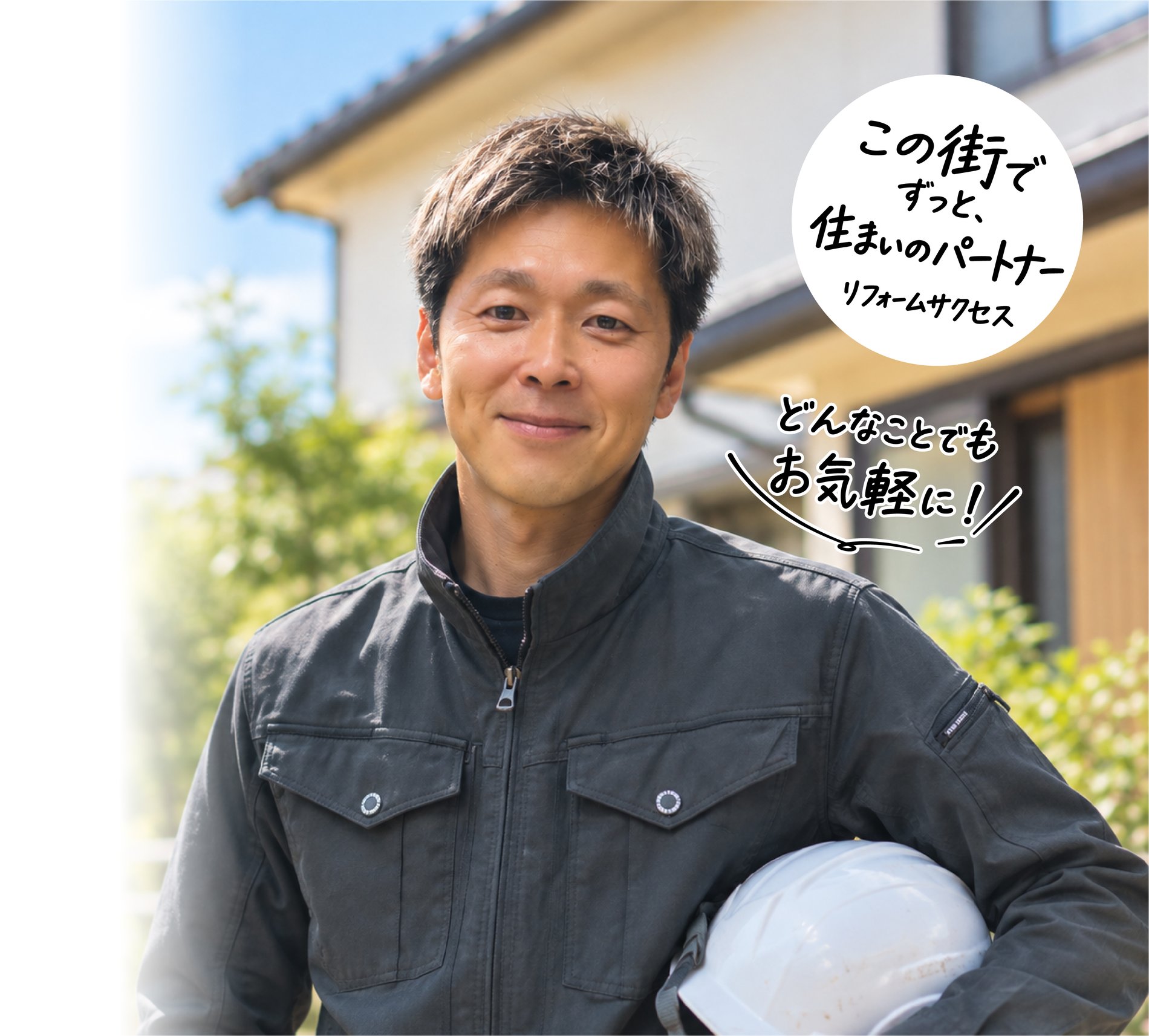 リフォームサクセスのスタッフ。この街でずっと、住まいのパートナー リフォームサクセス。どんなことでもお気軽に!